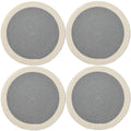 Encasa XO Dining Table Mats, Round Ribbed Cotton, Heat Resistant Grey Kafalo