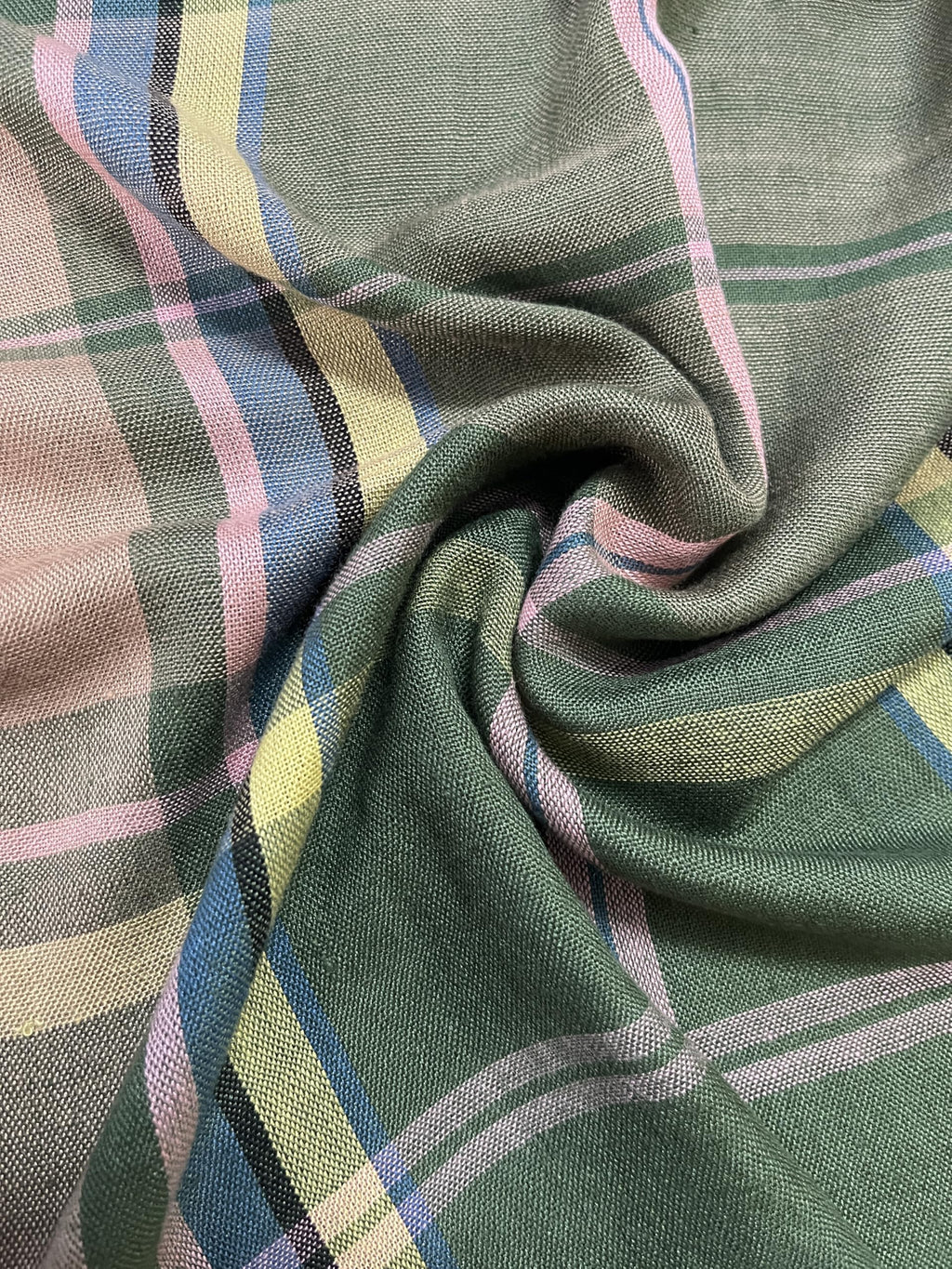 Plaid Winter Scarf, Green Multi-Colour Pattern, Fringe Trim, Soft Woven Fabric Fashion Scarf for women and men