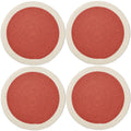 Encasa XO Dining Table Mats, Round Ribbed Cotton, Heat Resistant Coral Kafalo