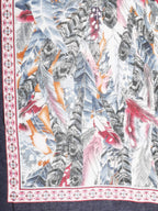 FabSeasons Women's Premium Printed Cotton Long Scarf for Summer and Winter (Size 95 x 190 cm, Navy Blue)