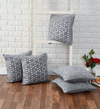 DECOMIZER Jacquard Geomteric Cushion Covers 24 Inch X 24 Inch Set Of 5 Ethnic Motifs 240 TC Cushion Covers,Design- Bricks,Color- Grey