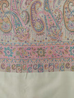 Naureen Women Faux Pashmina Kashmiri Jamawar Shawl, Warm and Soft, 40x80 inch (Ivory)