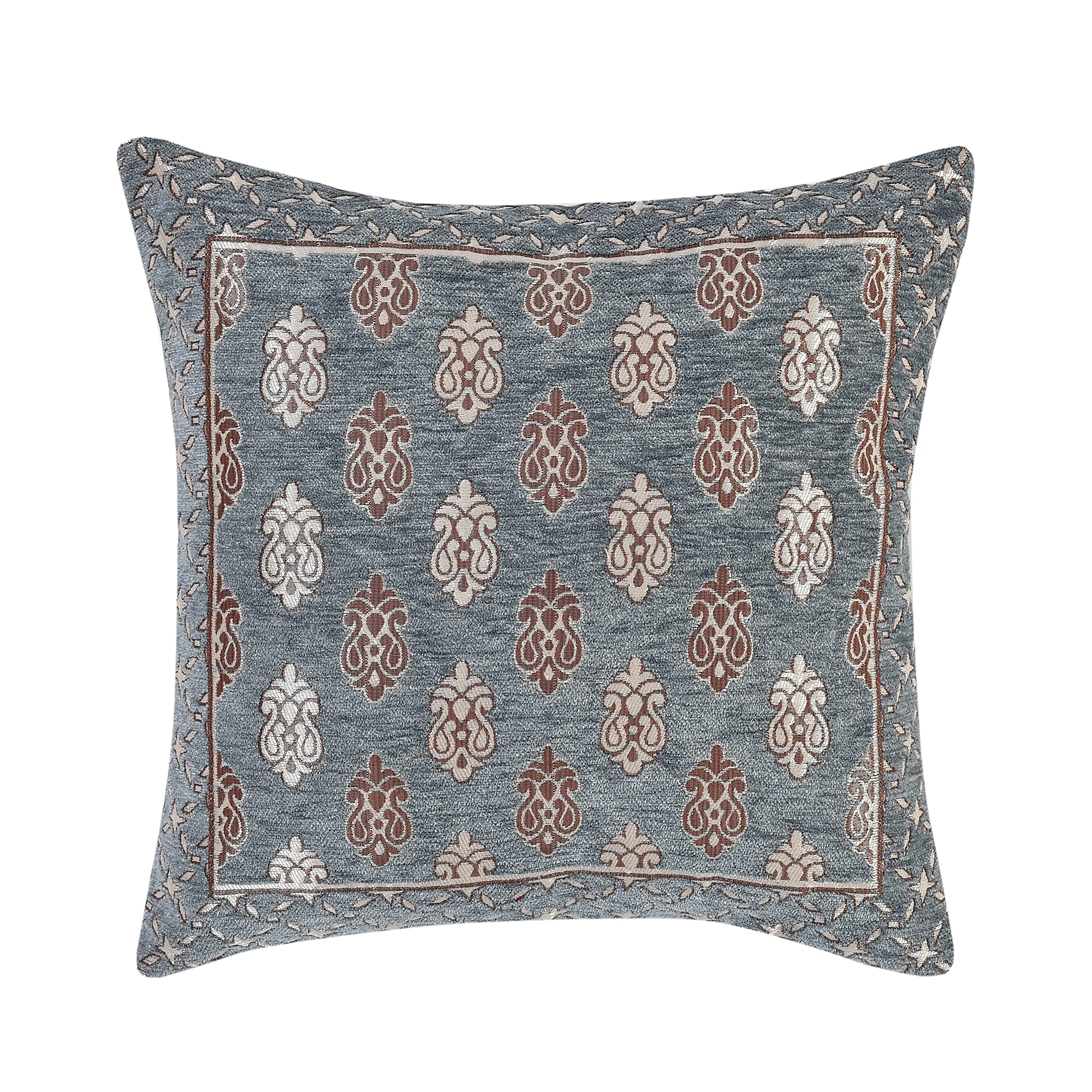 DECOMIZER Jacquard Geomteric Cushion Covers 24 Inch X 24 Inch Set Of 3 Ethnic Motifs 240 TC Cushion Covers,Design- Ambi,Color- Grey