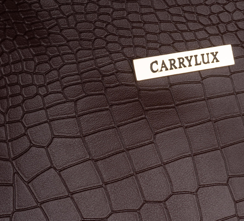Carrylux Dual Tone Large Capacity Croco Pattern Tote Handbags Purses Shoulder Bag For Womens (Chocolate)