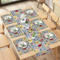 PRAKARTIK BY INDUARTS Nature Retreat Floral Eco-Friendly Cotton Dining RectangularTable Mats with Runner - Reusable, Machine Washable, Everyday Use Yellow & White, (Set of 6+200 cm Runner) Kafalo