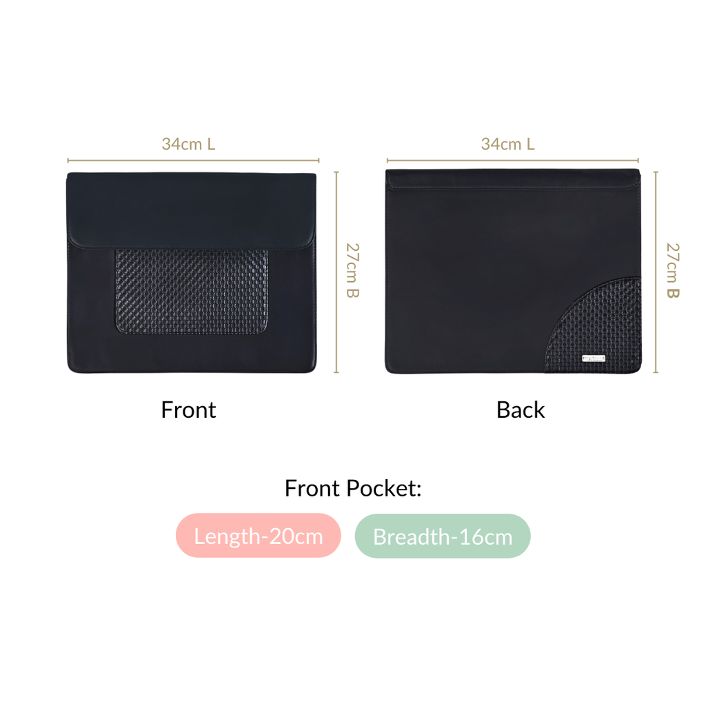 Black Multipurpose Office Folder With Zipper Pocket Nestasia