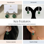 Green Marble Dainty Drop Earrings Nestasia