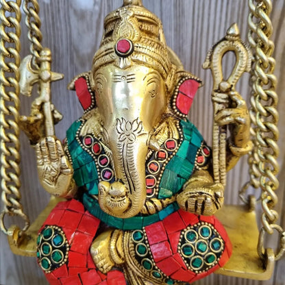 Brass Ganesh Jhula brass Statue decorative work - unique gift showpiece |Home decor|