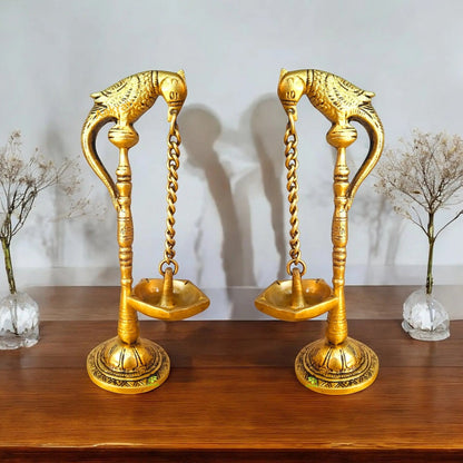 Brass Gift Combo – Durga Ji Murti, Plain Diya & Peacock Diya Set | Handcrafted Pooja Decor for Diwali, Navratri & Housewarming | Gift Hamper