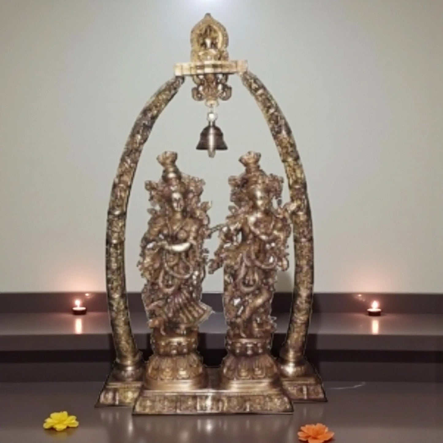 Lord Radha Krishna Temple Brass Handmade Religious Decorative Statue Sculpture | Radha Krishna Idol | God Statues