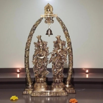 Lord Radha Krishna Temple Brass Handmade Religious Decorative Statue Sculpture | Radha Krishna Idol | God Statues