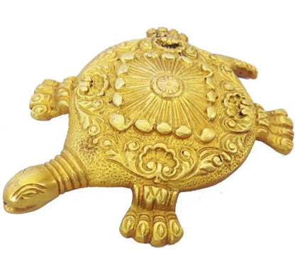 Brass Turtle Decorative Statue | Decorative Showpiece for Elegant Home Decor | Handcrafted Brass Turtle Figurine ( Yellow, 6 inch)