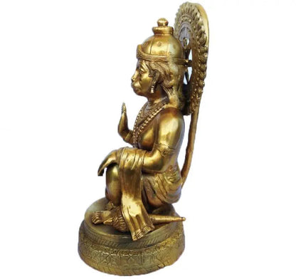 Divine Brass Handmade Hanuman Murti | Handmade Divine Blessing for Peace & Prosperity | Brass Hanuman Idol ( Yellow, 20 inch)
