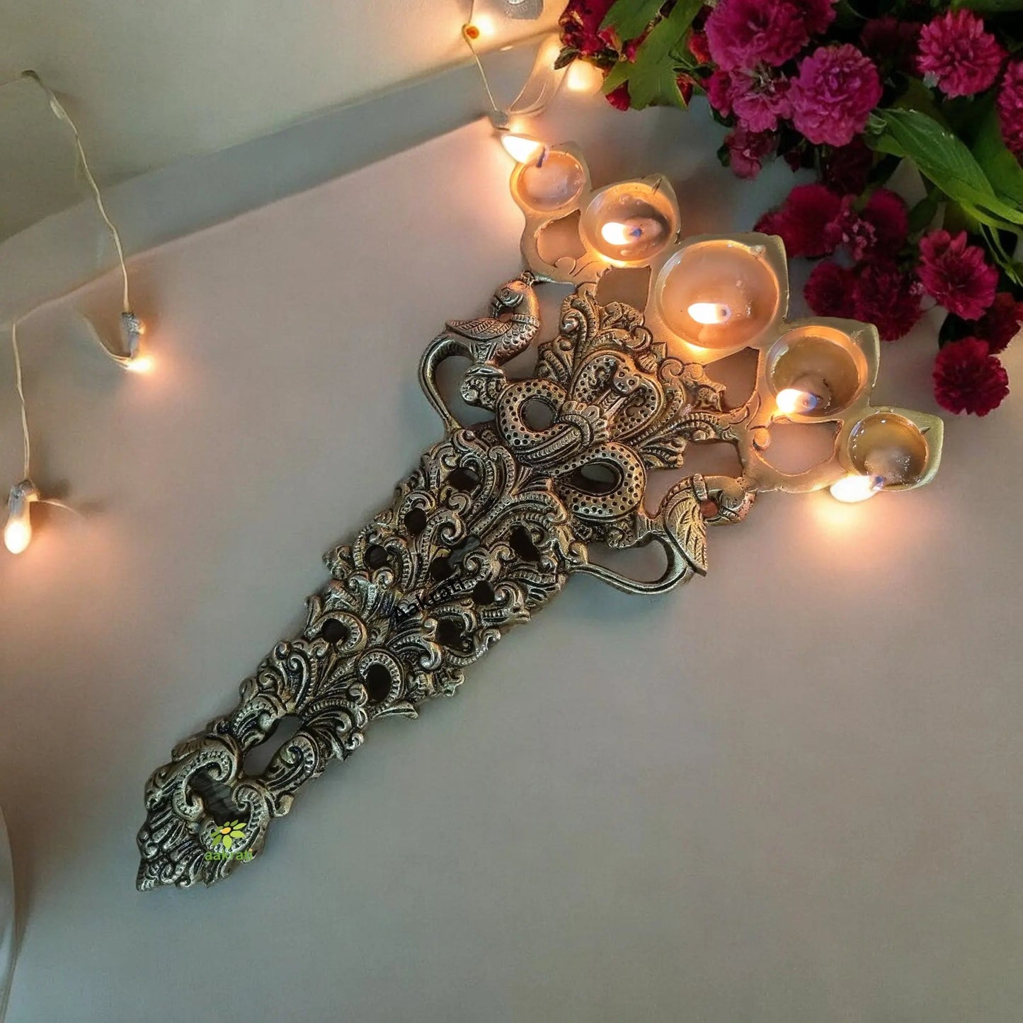 Brass Gift Set – Krishna Murti, Hawan Spoon & Diya Lamp | Ideal for Spiritual Decor, Daily Pooja & Festive Gifting | Gift Hamper