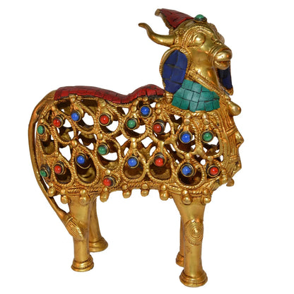 Brass Gift Set – Kamdhenu Cow, Horse Cart & Lakshmi Narayan Idols | Spiritual Puja Combo for Home Temple | Indian Religious Décor | Festival & Housewarming Gift
