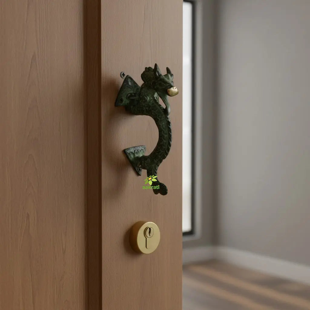 Luxury Brass Door Pull Handle | Artistic Home Decor for Nature Lovers | Brass Peacock Door Handle ( Brown, 7.5inch)