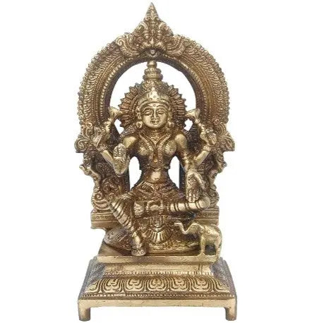 Decorative Laxmi Murti | Divine Idol for Festival Decoration & Blessings | Brass Lakshmi Idol (Yellow, 7 inch)