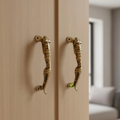 Luxury Brass Door Pull Handle | Artistic Home Decor for Nature Lovers | Brass Peacock Door Handle ( Brown, 7.5inch)