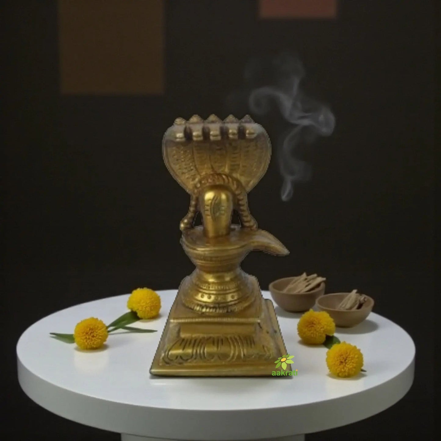 Brass Shivling Statue – Sacred Shiva Lingam for Puja & Home Temple - Handcrafted Brass Shivling