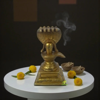 Brass Shivling Statue – Sacred Shiva Lingam for Puja & Home Temple - Handcrafted Brass Shivling
