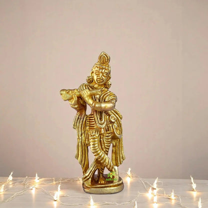 Handcrafted Brass Krishna, Shiva and Temple Bell Set | Hindu Puja Mandir Decor | Vastu Spiritual Showpiece | Gift for Housewarming & Festivals | Gift Hamper