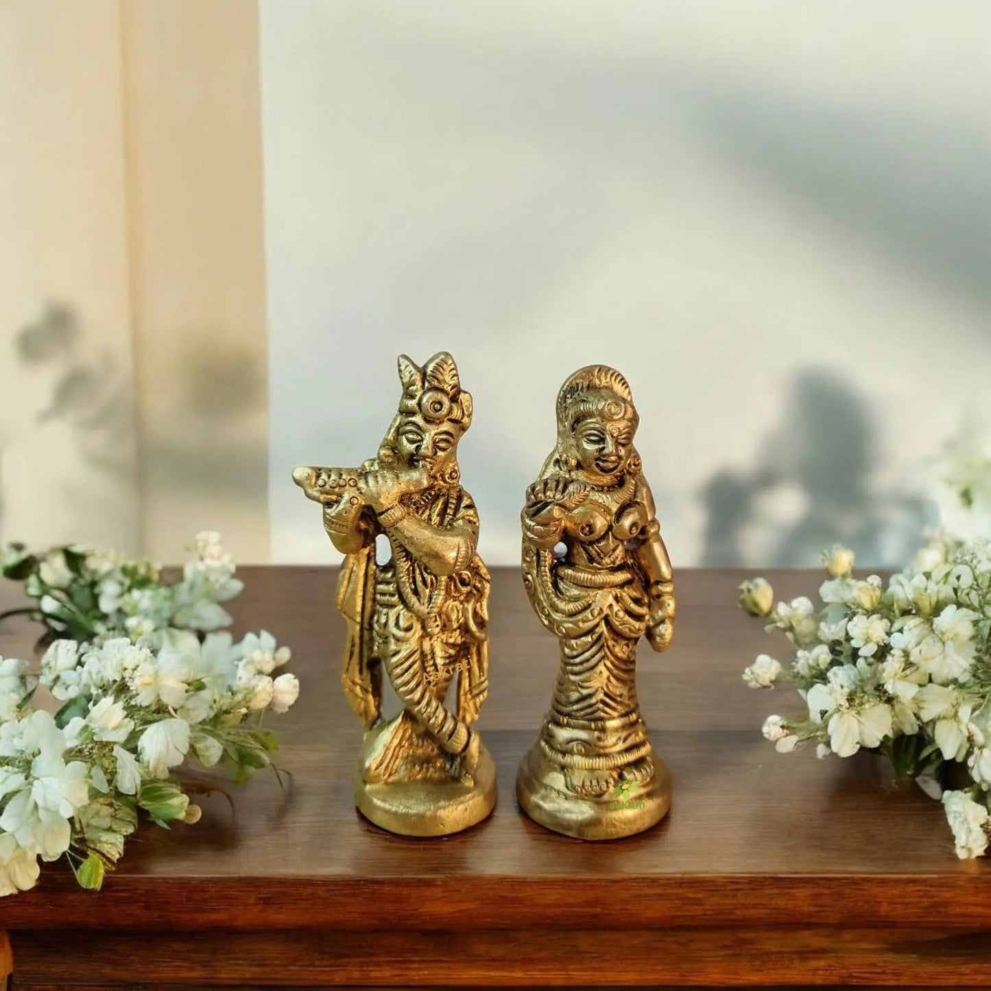 Premium Brass Radha Krishna Statue with Diya | Puja Gift Set for Home Temple | Traditional Hindu Decor Showpiece | Gift Hamoer