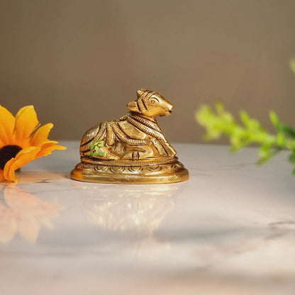 Brass Ganesh, Shivling & Nandi Gift Set – Perfect for Diwali, Housewarming, Pooja Room, and Religious Gifts – Traditional Indian Brass Murti Combo