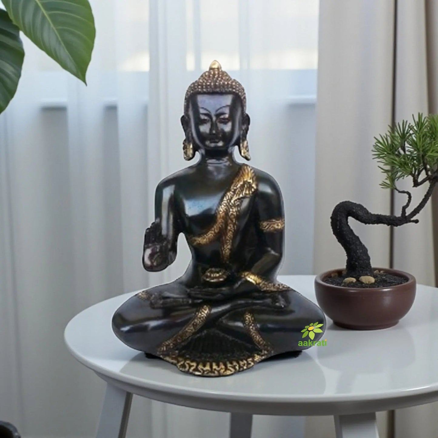 Brass Buddha Statue for Home – Meditation Sculpture for Peace, Prosperity & Spiritual Interior Decoration - Handcrafted Brass Buddha