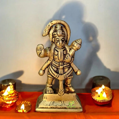 Brass Hindu God Idol Set – Vishnu Laxmi, Hanuman & Radha Krishna | Handcrafted Murti for Puja Room | Vastu Decor for Home & Office | Gift for Diwali, Navratri | Gift Hamper
