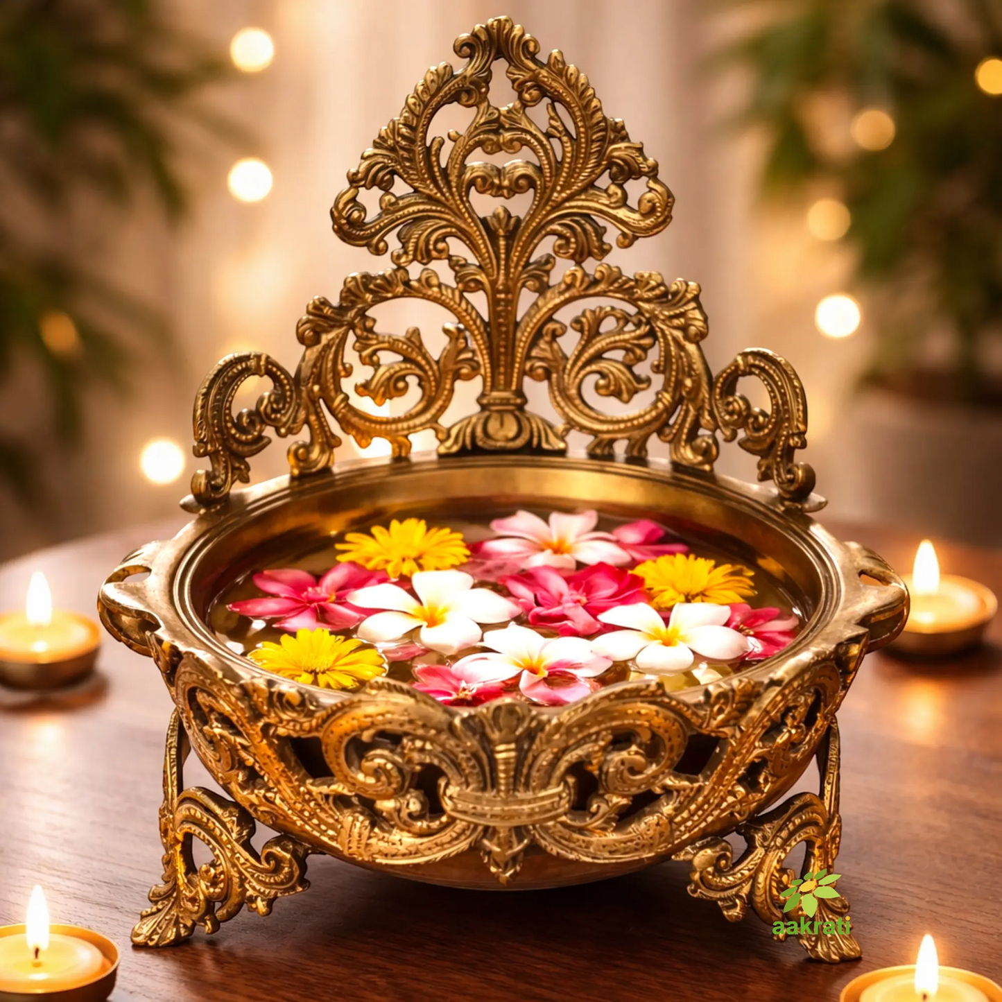 Brass Metal Home/Event Decor Floating candle stand/Urli
