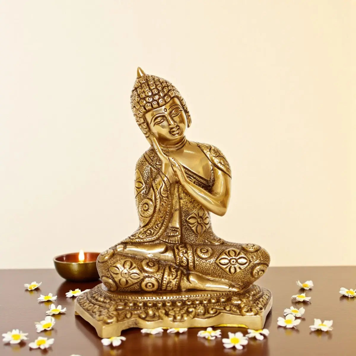 Lord Buddha Brass Made Decorative Figure Super Fine Carving