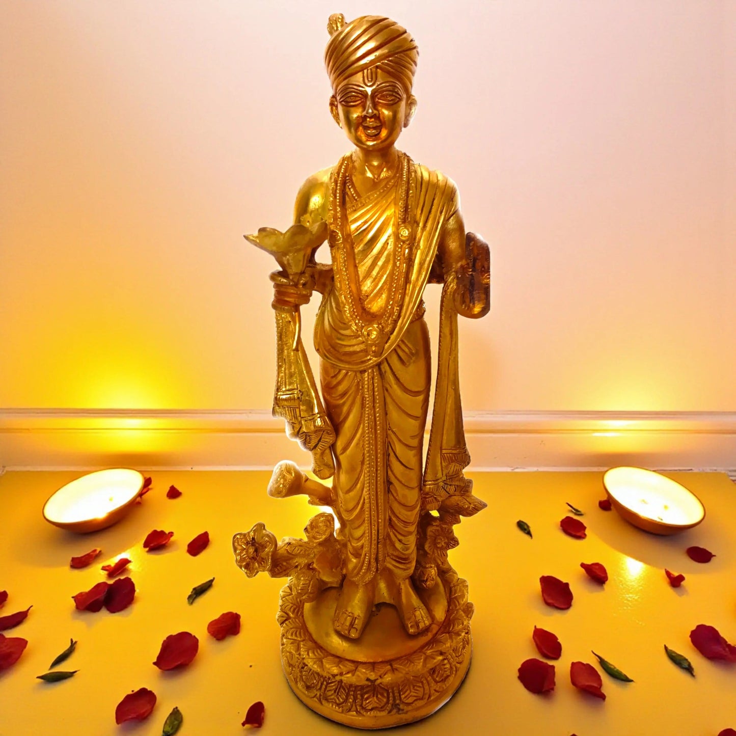 Swami Narayan (Lord Vishnu) from Akshardham Temple Brass Metal Standing Statue