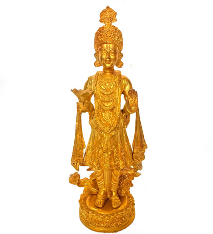 Lord Vishnu Swami Narayan brass metal statue for pooja ghar