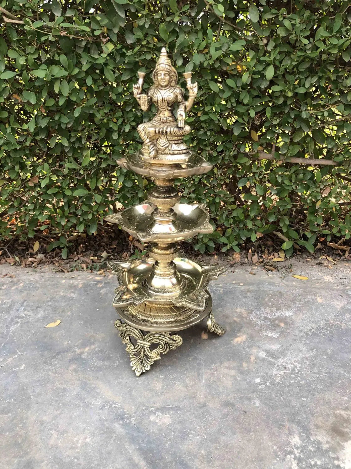 Brass Made Goddess Laxmi Figure decorative Oil lamp/ Standing Diya for pooja ghar