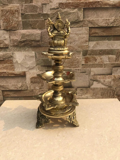 Ganesha figure brass metal Pooja ghar standing diya