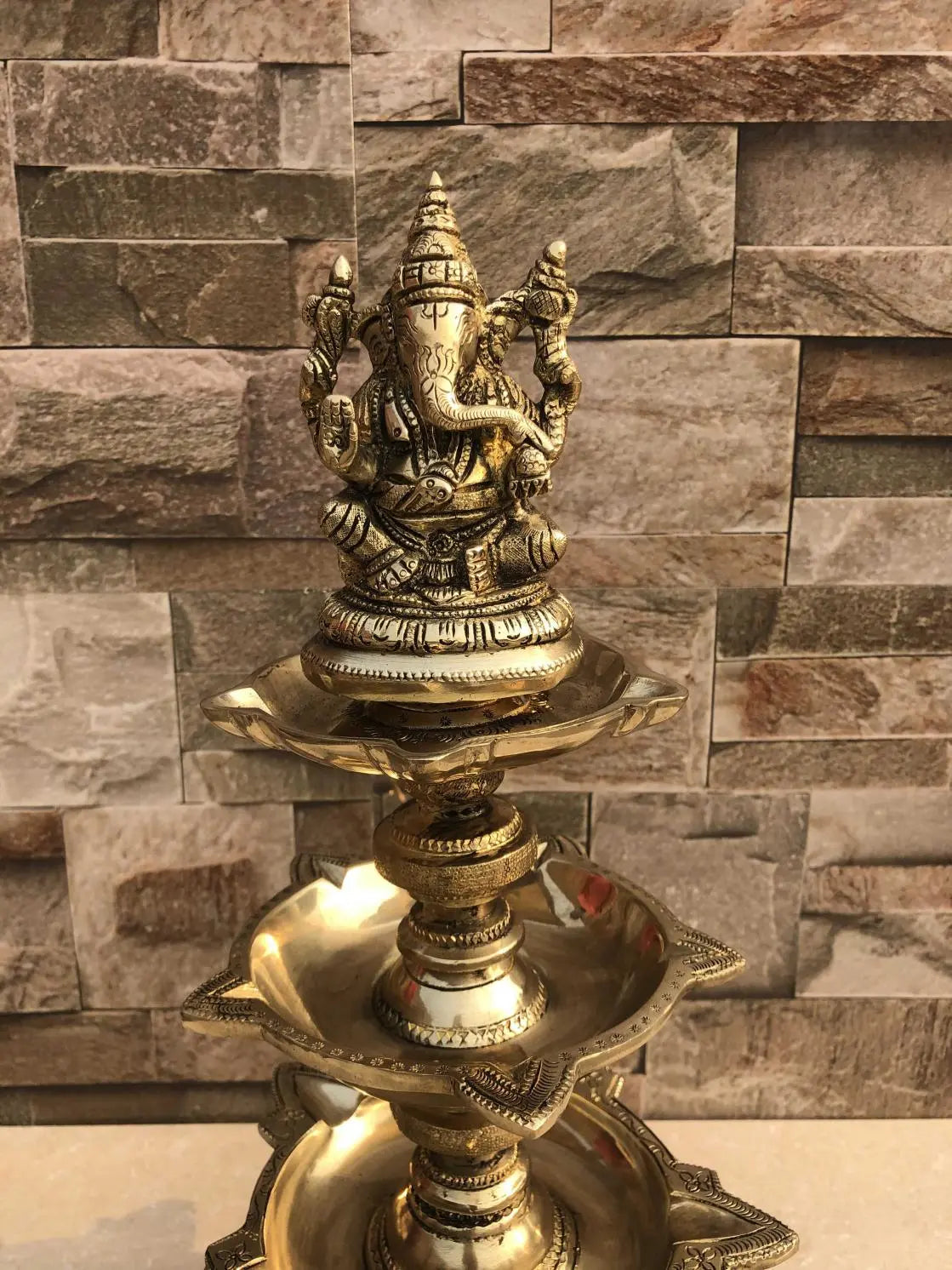 Ganesha figure brass metal Pooja ghar standing diya