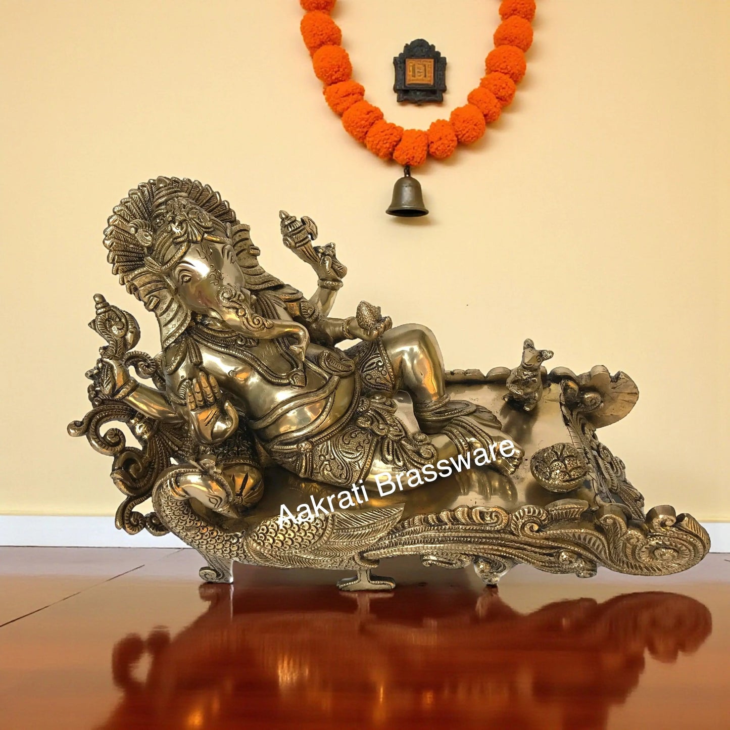 Lord Ganesha Brass made reclining decorative hand carved statue