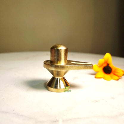 Brass Shivling for Home, Mandir & Office Pooja | Traditional Shiva Lingam | Shivling for Temple (Yellow, 2 Inches)