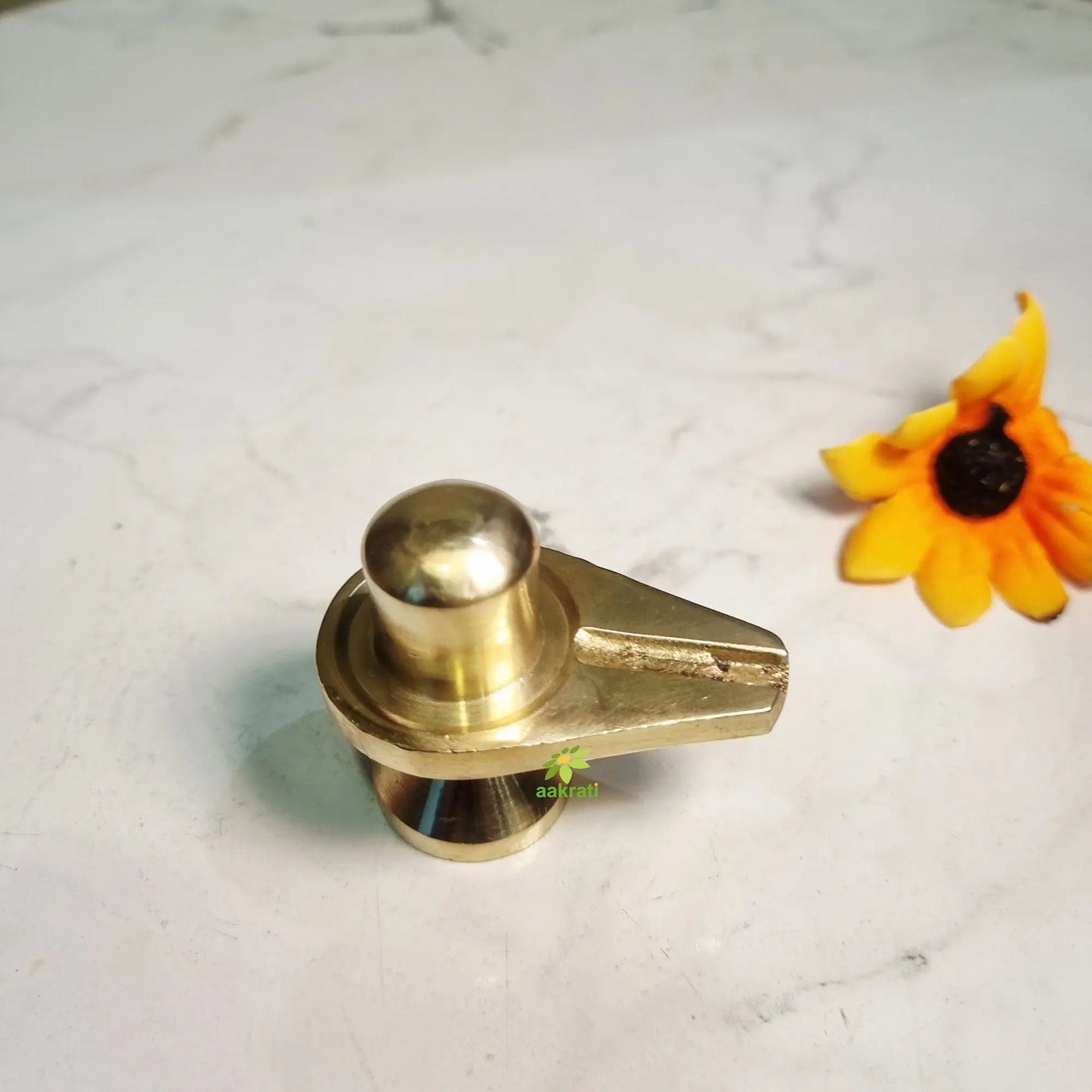 Brass Shivling Idol | Brass Shivling Idol for Home, Mandir & Office Pooja | Traditional Shiva Lingam (Yellow, 2 Inches)