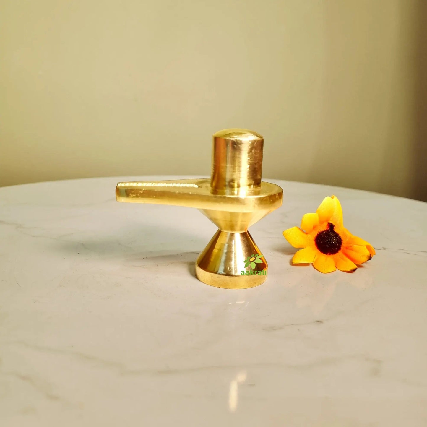 Brass Shivling for Home | Handcrafted Shiva Lingam | Sacred Shiva Lingam Idol (Yellow, 1.5 Inches)