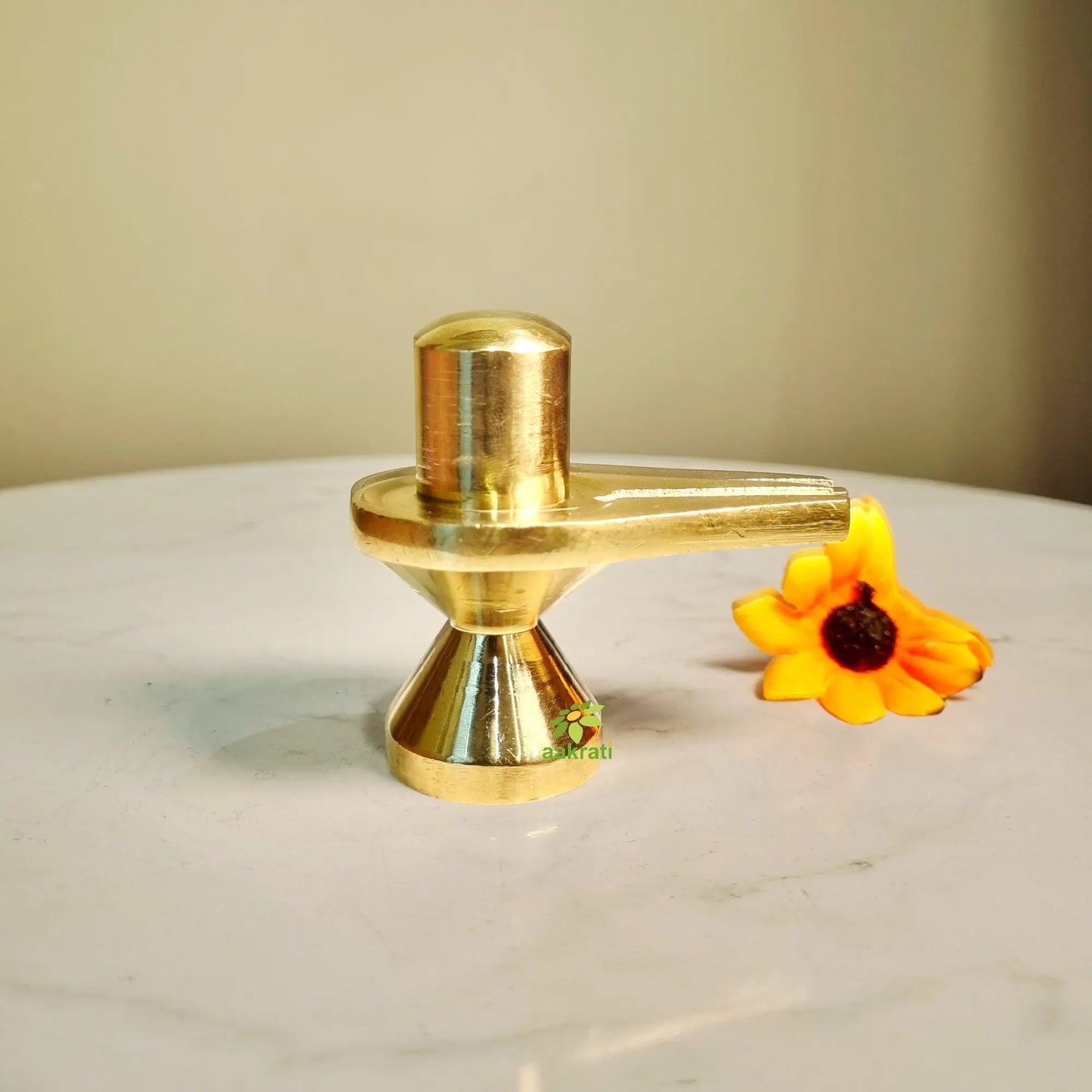 Brass Shivling for Home | Handcrafted Shiva Lingam | Sacred Shiva Lingam Idol (Yellow, 1.5 Inches)