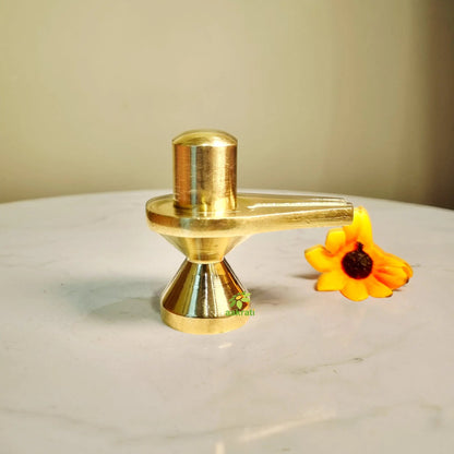 Brass Shivling for Home | Handcrafted Shiva Lingam | Sacred Shiva Lingam Idol (Yellow, 1.5 Inches)