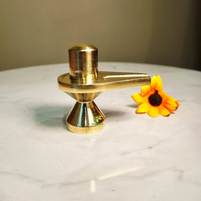 Brass Shivling for Home | Handcrafted Shiva Lingam | Sacred Shiva Lingam Idol (Yellow, 1.5 Inches)