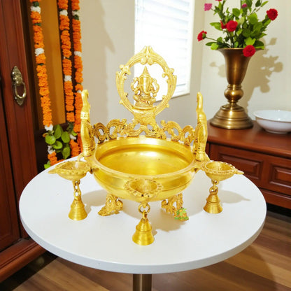Lord Ganesha Figure with bells Brass Made Hand Carved Traditional Bowl