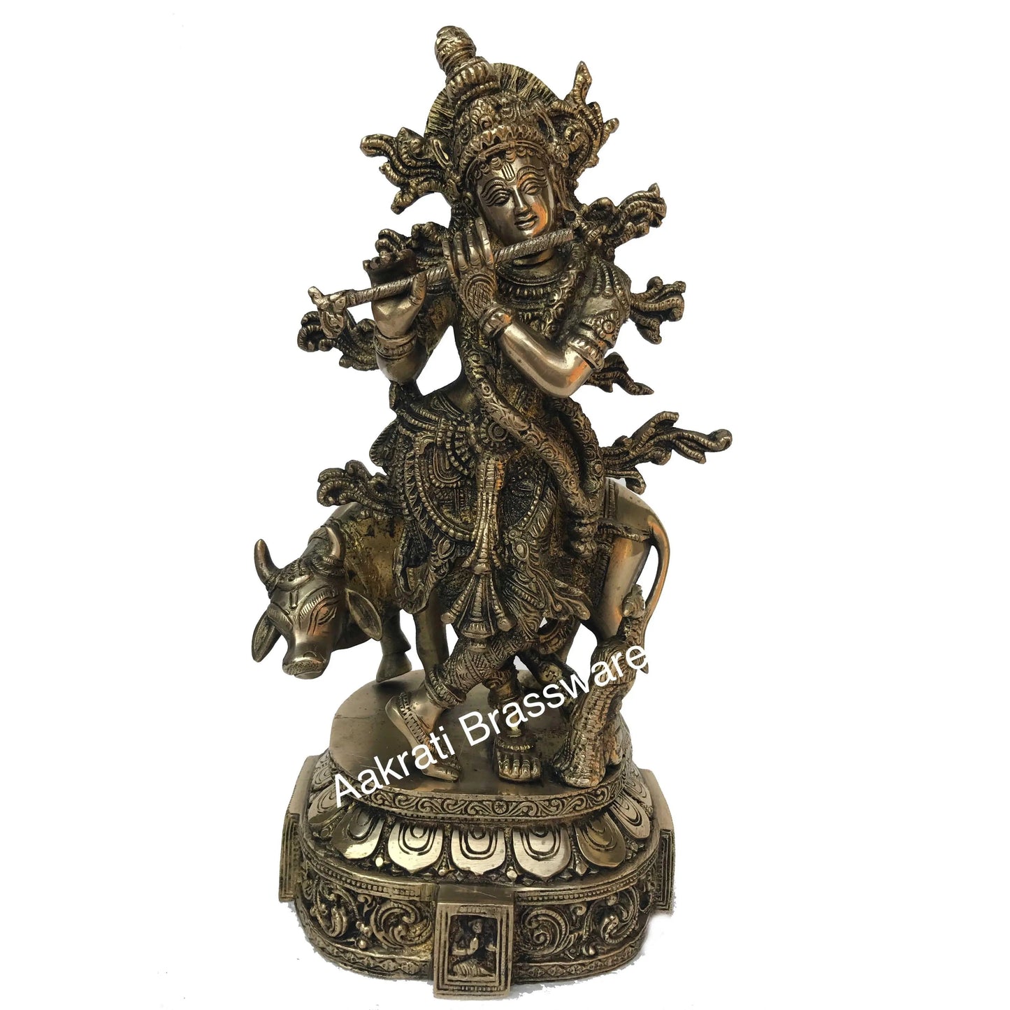 Lord Krishna with Cow pooja ghar/office brass made Statue by kafalo