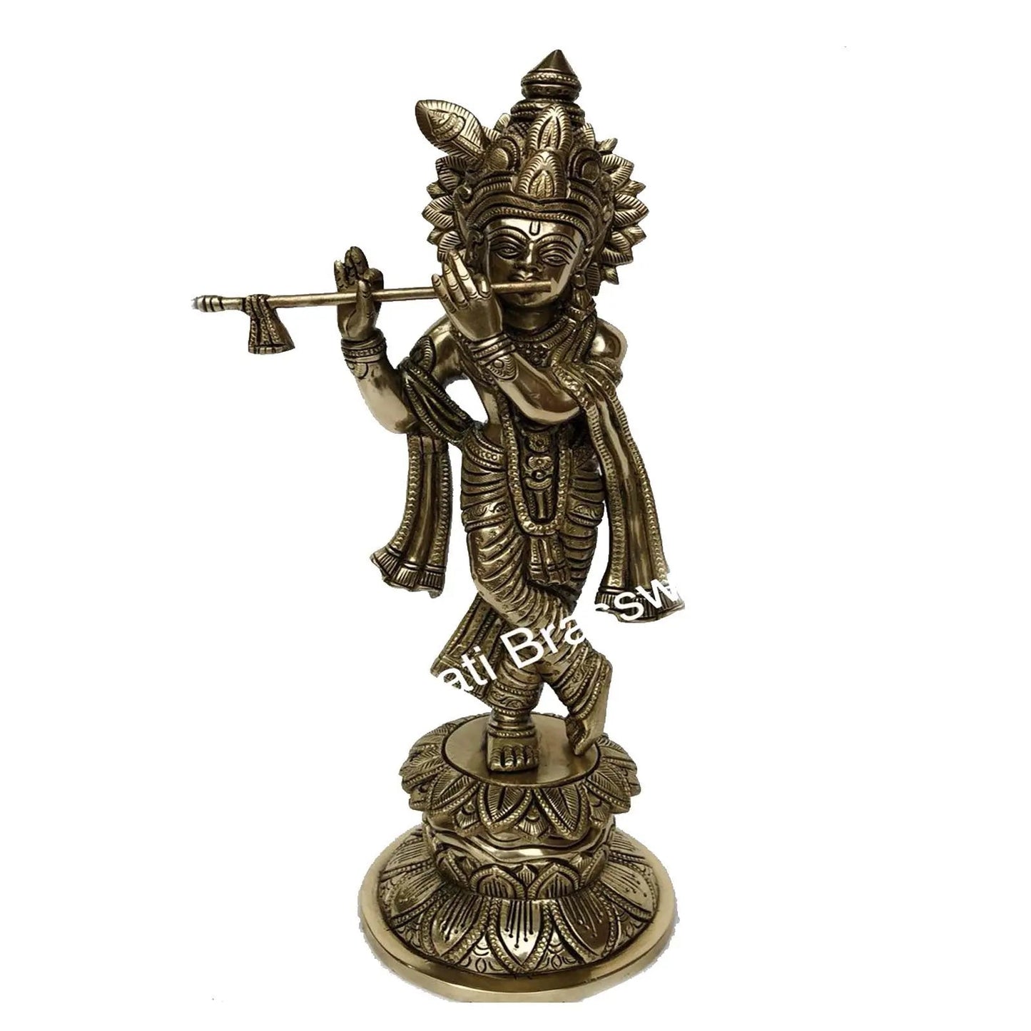 Brass made Lord Krishna Hand carved Statue by kafalo