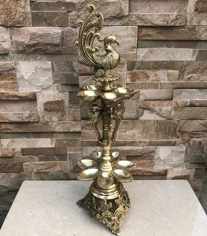 Bird Figure Brass Metal Pooja Ghar Oil Lamp