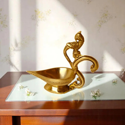 Brass Gift Set – Radha Krishna Murti, Laxmi Narayan Idols & Diya Lamp | Ideal for Home Temple, Festival Rituals & Gifting