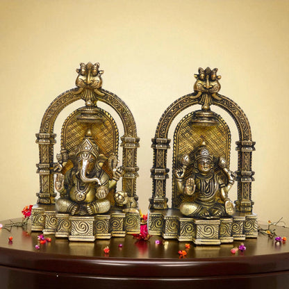 Laxmi Ganesha Brass made hand carved office/living room decor gift purpose statue