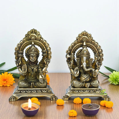 Brass Made Laxmi Ganesha decorative statue for pooja ghar/office decor